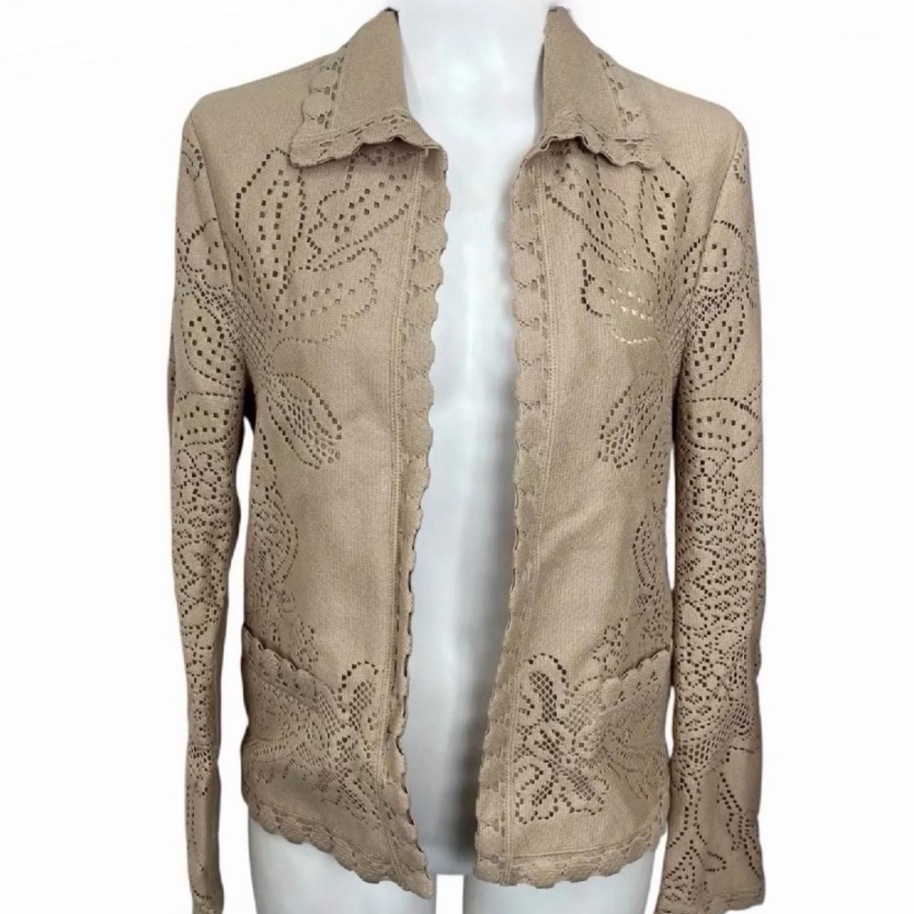 Rare Valentino Tan Cutout Floral Jacket
